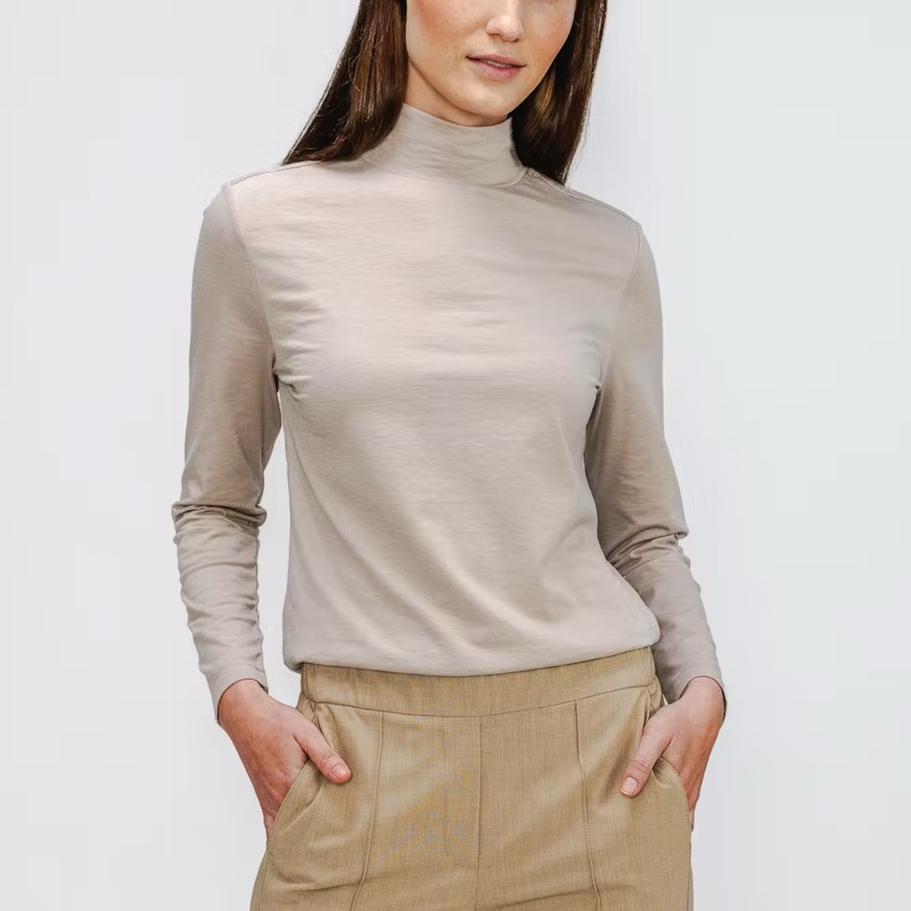 NWT Ministry of Supply Composite Merino Mock Neck Long-Sleeve Shirt Size Small